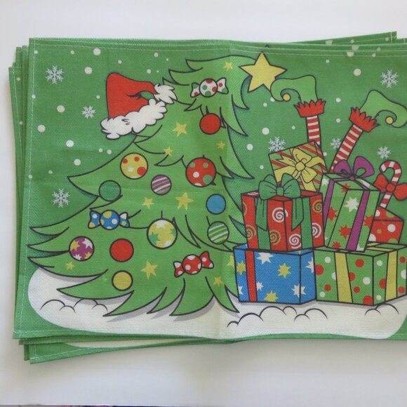 (#108) Christmas multi Color Placemats- Set of 4 - Picture 2 of 3